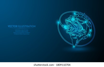 fisihing on blue abstract background. glowing background