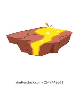 fissura de plataforma de lava desenho animado. crosta tectônica, manto hotspot, fissura piroclástica de cinza sinal de plataforma de lava.