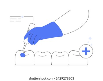 Fissure sealants abstract concept vector illustration. Pediatric dentist using fissure sealants during teeth preventive treatment, tooth decay prevention, oral medicine abstract metaphor.