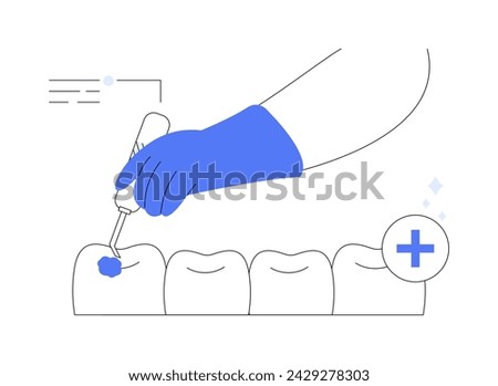 Fissure sealants abstract concept vector illustration. Pediatric dentist using fissure sealants during teeth preventive treatment, tooth decay prevention, oral medicine abstract metaphor. Сток-фото © 