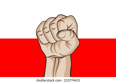 Fist against the Polish flag