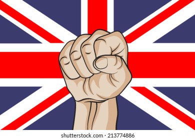 Fist against the UK flag