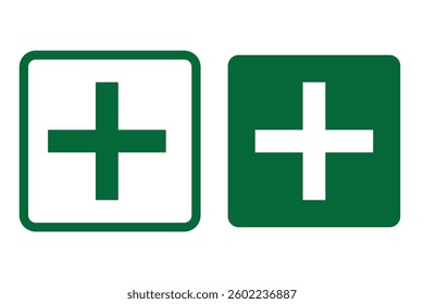 Fist aid vector icon on white background. Emergency symbol. Ambulance green sign.