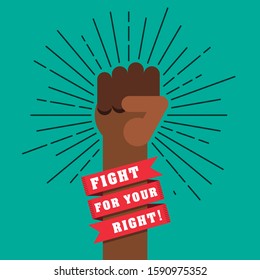 fist up in a aquamarine background. illustration. vector