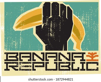 Fist and banana. Banana Republic Vintage label