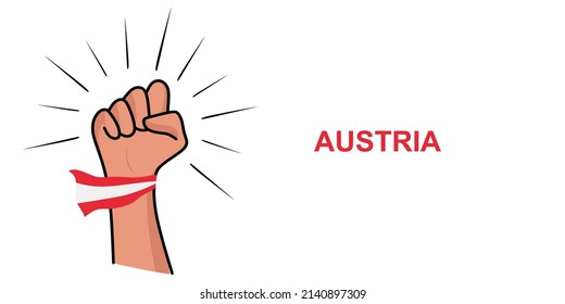 Fist banner template with Austria flag. Vector illustration of Austrian flag. News banner concept with place for text