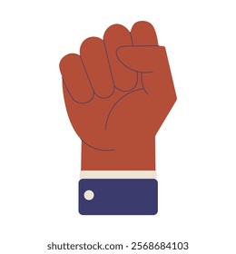 A fist with a blue line on it. The fist is raised up in the air