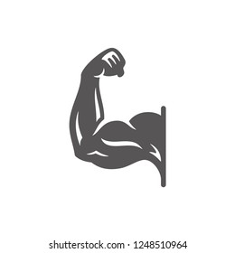 Fist bodybuilder silhouette isolated on white background vector illustration. Vector fitness gym graphics illustration.