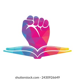 Fist Book Logo Design Template. Revolution book logo concept.