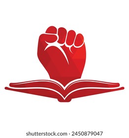Fist Book Logo Design Template. Revolution book logo concept.