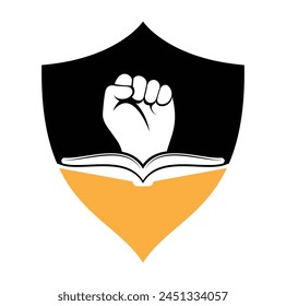 Fist Book Logo Design Template. Revolution book logo concept.