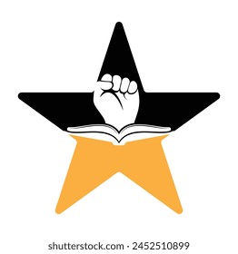 Fist Book Logo Design Template. Revolution book logo concept.