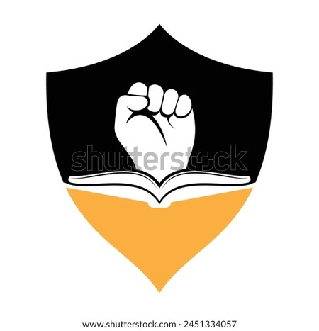 Fist Book Logo Design Template. Revolution book logo concept.