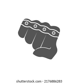 Fist with brass knuckles, punch. Flat vector illustration isolated on white background.