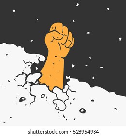 Fist Breaking wall Vector Illustration