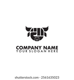 Fist and bull head logo template 