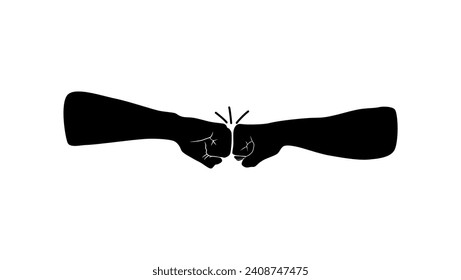 Fist bump, black isolated silhouette
