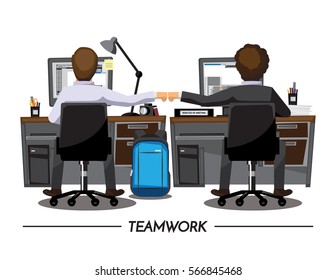 Fist Bump Colleagues Collaboration Teamwork Concept ,Vector Illustration Cartoon 