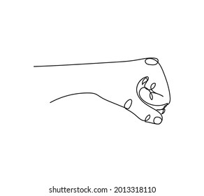 Faustschlupfen Geste, eine Linie, kontinuierliche Linienzeichnung von Geste, Hand, Grußfisten.