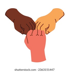 Fist bump, greeting and communication between friends. Isolated hands gesturing people, alternative to handshake. Welcoming on meeting with close acquaintance. Vector in flat style illustration