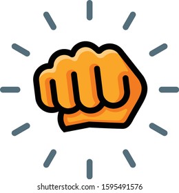 Fist Bump Hand Gesture Outline Fill Vector Icon