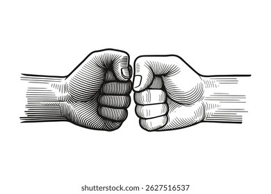 Icono de arte de línea de Vector de gesto de mano de golpe de puño