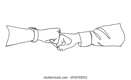 Fist Bump, Handshake - Continuous One Line Drawing