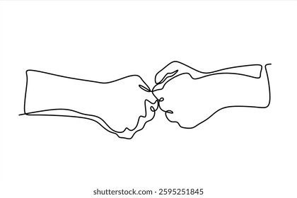 Fist bump, handshake - Continuous one line drawing