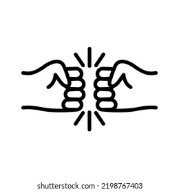 Fist bump icon, fist to fist. Bro fist bump. Friendship sign. Pictogram isolated on a white background.