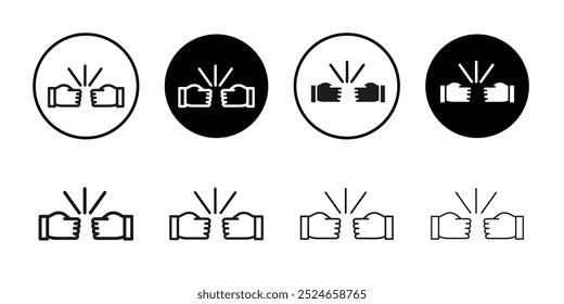 Fist bump icon Collection of flat thin outline vector