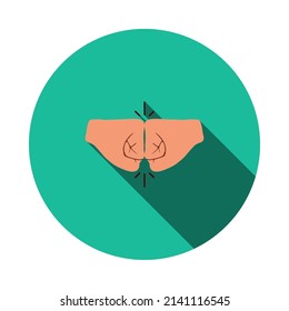 Fist Bump Icon. Flat Circle Stencil Design With Long Shadow. Vector Illustration.