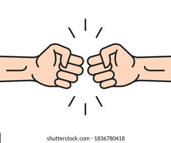 Fist bump icon hand. Strong fight vector friendship bro flat fist bump icon design