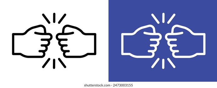 Fist bump icon set. Vector illustrations of fist bumps in various styles. Perfect for social media posts, event promotions, and highlighting unity and teamwork.