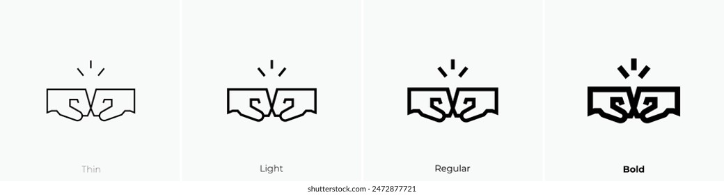 fist bump icon. Thin, Light Regular And Bold style design isolated on white background