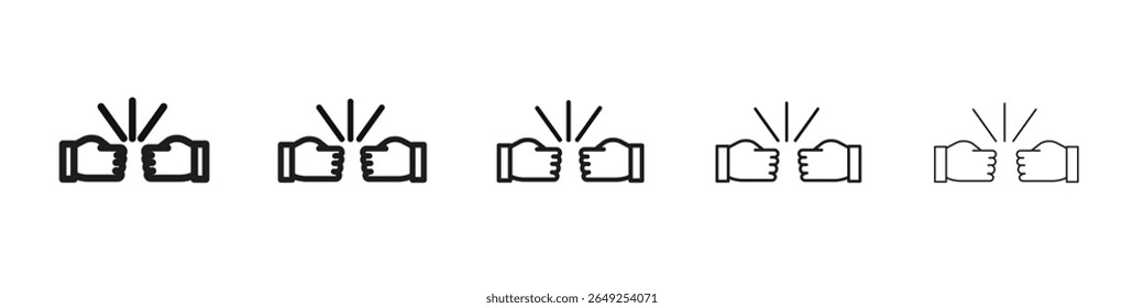 Signo de ilustración de conjunto de contorno de Vector de icono de golpe de puño