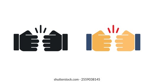 Fist bump icons in black and colored version