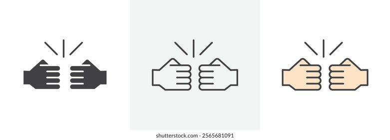 Fist bump icons in black and colored versions