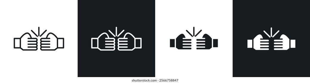 Fist bump icons in Thin line black color. flat simple vector symbols illustration.