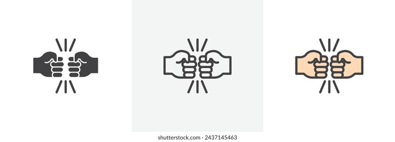 Fist Bump Isolated Line Icon Style Design. Simple Vector Illustration