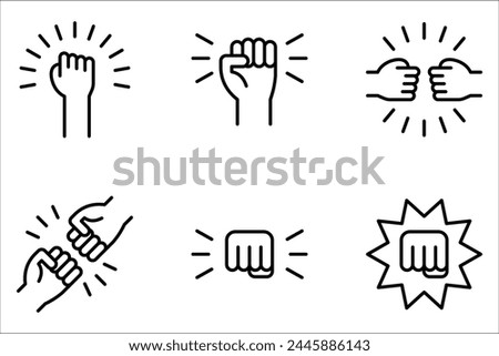 Fist Bump Isolated Line Icon set Style Design on white background