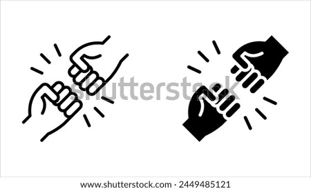 Fist Bump Isolated Line Icon set Style Design on white background