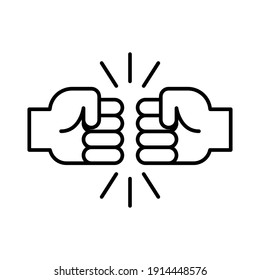 Fist bump line icon. Bro fist bump or power five pound outline style for apps and websites. Hand brother respect, impact, and handshake. Vector illustration on white background. EPS 10
