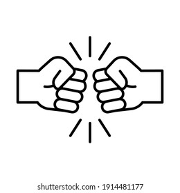 Fist bump line icon. Bro fist bump or power five pound outline style for apps and websites. Hand brother respect, impact, and handshake. Vector illustration on white background. EPS 10