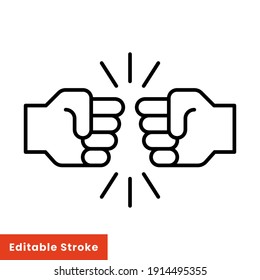 Fist bump line icon. Bro fist bump or power five pound outline style for apps and websites. Hand brother respect, impact, and handshake. Vector illustration on white background. Editable stroke EPS 10