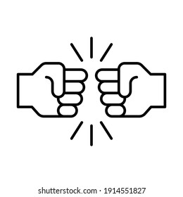 Fist bump line icon. Bro fist bump or power five pound outline style for apps and websites. Hand brother respect, impact, and handshake. Vector illustration on white background. EPS 10