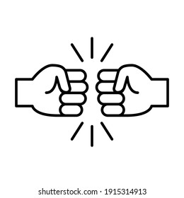 Fist bump line icon. Bro fist bump or power five pound outline style for apps and websites. Hand brother respect, impact, and handshake. Vector illustration on white background. EPS 10