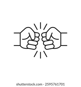 Fist bump line icon. Bro fist bump or power five pound outline style for apps and websites. Hand brother respect, impact, and handshake. Vector illustration on white background. Editable stroke EPS 10