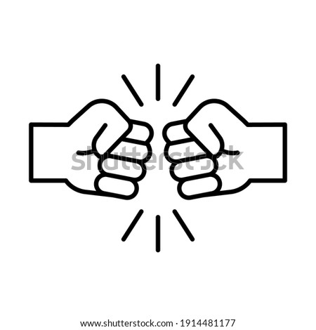 Fist bump line icon. Bro fist bump or power five pound outline style for apps and websites. Hand brother respect, impact, and handshake. Vector illustration on white background. EPS 10