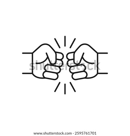 Fist bump line icon. Bro fist bump or power five pound outline style for apps and websites. Hand brother respect, impact, and handshake. Vector illustration on white background. Editable stroke EPS 10