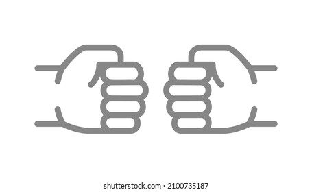 Fist bump line icon. Power five pound symbol